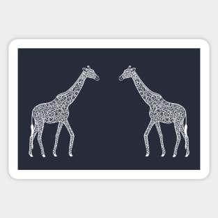 Giraffes in Love - cute African animal design - on dark blue Sticker